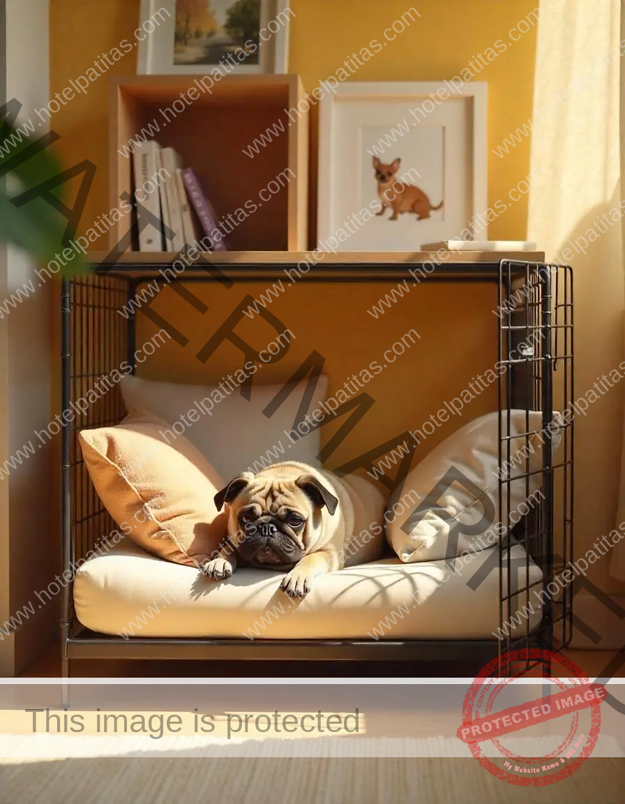 Perro cómodo descansando en un lugar ideal diseñado para su bienestar en Hotel Patitas Albox.